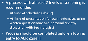 MR safety screening outline of steps